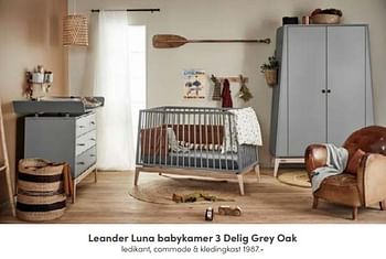 Aanbiedingen Leander luna babykamer 3 delig grey oak - Leander - Geldig van 18/09/2022 tot 24/09/2022 bij Baby & Tiener Megastore
