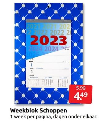 Aanbiedingen Weekblok schoppen - Huismerk - Boekenvoordeel - Geldig van 17/09/2022 tot 25/09/2022 bij Boekenvoordeel