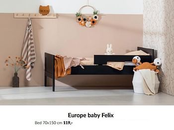 Aanbiedingen Europe baby felix bed - Europe baby - Geldig van 14/09/2022 tot 17/10/2022 bij Babypark