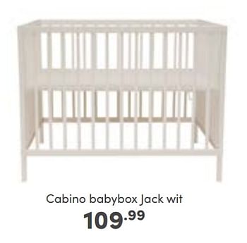 Aanbiedingen Cabino babybox jack wit - Cabino - Geldig van 25/09/2022 tot 01/10/2022 bij Baby & Tiener Megastore