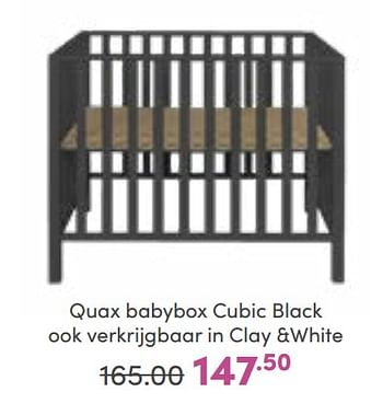 Aanbiedingen Quax babybox cubic black - Quax - Geldig van 25/09/2022 tot 01/10/2022 bij Baby & Tiener Megastore