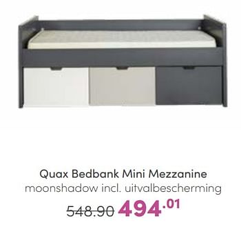 Aanbiedingen Quax bedbank mini mezzanine moonshadow incl uitvalbescherming - Quax - Geldig van 25/09/2022 tot 01/10/2022 bij Baby & Tiener Megastore