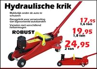 Aanbiedingen Hydraulische krik - ROBUST - Geldig van 15/09/2022 tot 09/10/2022 bij Itek