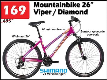 Aanbiedingen Mountainbike 26`` viper- diamond - Viper Bicycles - Geldig van 15/09/2022 tot 09/10/2022 bij Itek
