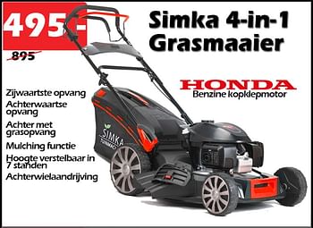 Aanbiedingen Simka 4-in-1 grasmaaier - Simka Tuinmachines - Geldig van 15/09/2022 tot 09/10/2022 bij Itek