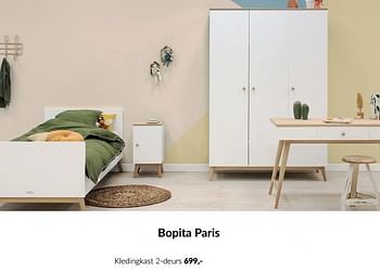 Aanbiedingen Bopita paris kledingkast 2-deurs - Bopita - Geldig van 14/09/2022 tot 17/10/2022 bij Babypark