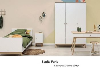 Aanbiedingen Bopita paris kledingkast 3-deurs - Bopita - Geldig van 14/09/2022 tot 17/10/2022 bij Babypark