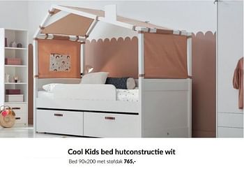 Aanbiedingen Cool kids bed hutconstructie wit bed met stofdak - Cool Kids - Geldig van 14/09/2022 tot 17/10/2022 bij Babypark