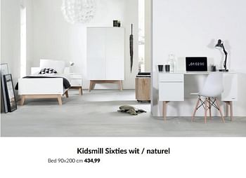 Aanbiedingen Kidsmill sixties wit - naturel bed - Kidsmill - Geldig van 14/09/2022 tot 17/10/2022 bij Babypark