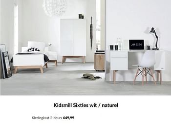 Aanbiedingen Kidsmill sixties wit - naturel kledingkast 2-deurs - Kidsmill - Geldig van 14/09/2022 tot 17/10/2022 bij Babypark