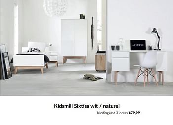 Aanbiedingen Kidsmill sixties wit - naturel kledingkast 3-deurs - Kidsmill - Geldig van 14/09/2022 tot 17/10/2022 bij Babypark
