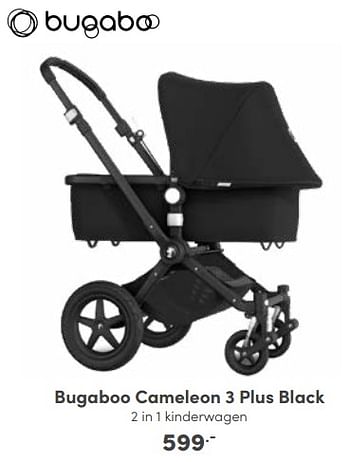 Aanbiedingen Bugaboo cameleon 3 plus black 2 in 1 kinderwagen - Bugaboo - Geldig van 25/09/2022 tot 01/10/2022 bij Baby & Tiener Megastore