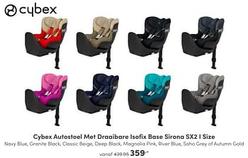 Aanbiedingen Cybex autostoel met draaibare isofix base sirona sx2 i size - Cybex - Geldig van 25/09/2022 tot 01/10/2022 bij Baby & Tiener Megastore