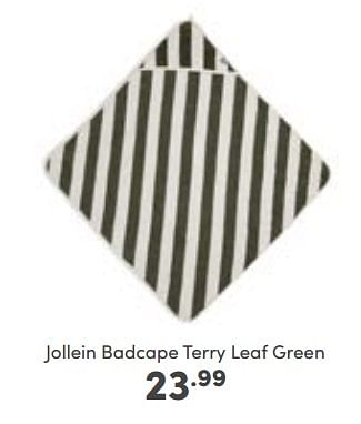 Aanbiedingen Jollein badcape terry leaf green - Jollein - Geldig van 25/09/2022 tot 01/10/2022 bij Baby & Tiener Megastore