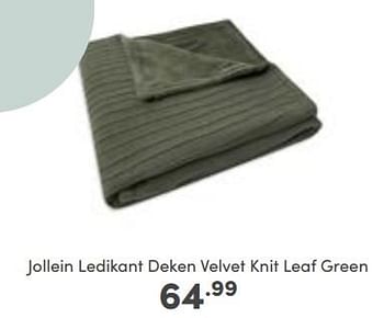 Aanbiedingen Jollein ledikant deken velvet knit leaf green - Jollein - Geldig van 25/09/2022 tot 01/10/2022 bij Baby & Tiener Megastore