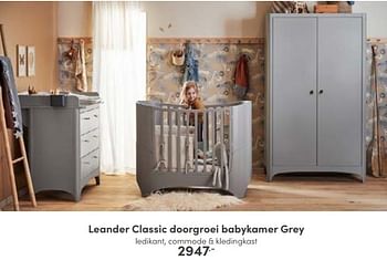 Aanbiedingen Leander classic doorgroei babykamer grey - Leander - Geldig van 25/09/2022 tot 01/10/2022 bij Baby & Tiener Megastore