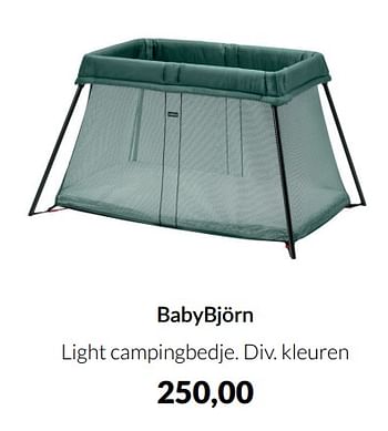 Aanbiedingen Babybjörn light campingbedje - BabyBjorn - Geldig van 20/09/2022 tot 17/10/2022 bij Babypark