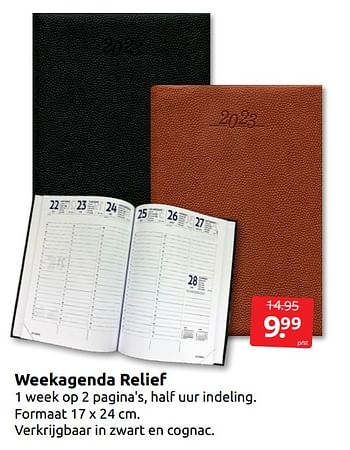 Aanbiedingen Weekagenda relief - Huismerk - Boekenvoordeel - Geldig van 24/09/2022 tot 02/10/2022 bij Boekenvoordeel