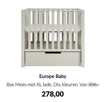 Aanbiedingen Europe baby box mees met xl lade - Europe baby - Geldig van 20/09/2022 tot 17/10/2022 bij Babypark