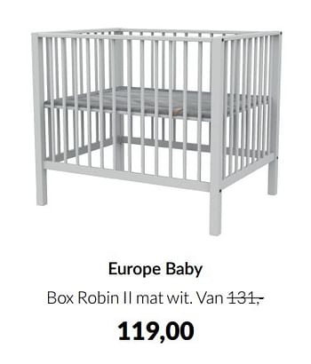 Aanbiedingen Europe baby box robin ii mat wit - Europe baby - Geldig van 20/09/2022 tot 17/10/2022 bij Babypark