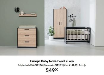 Aanbiedingen Europe baby nova zwart eiken - Europe baby - Geldig van 20/09/2022 tot 17/10/2022 bij Babypark