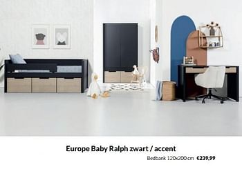 Aanbiedingen Europe baby ralph zwart - accent bedbank - Europe baby - Geldig van 20/09/2022 tot 17/10/2022 bij Babypark