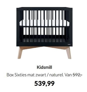 Aanbiedingen Kidsmill box sixties mat zwart - naturel - Kidsmill - Geldig van 20/09/2022 tot 17/10/2022 bij Babypark