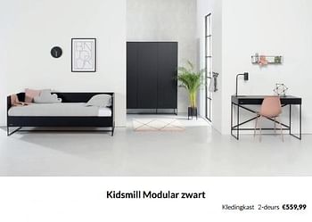 Aanbiedingen Kidsmill modular zwart kledingkast 2-deurs - Kidsmill - Geldig van 20/09/2022 tot 17/10/2022 bij Babypark