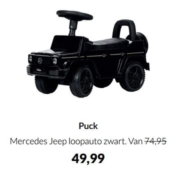 Aanbiedingen Puck mercedes jeep loopauto zwart - Puck - Geldig van 20/09/2022 tot 17/10/2022 bij Babypark