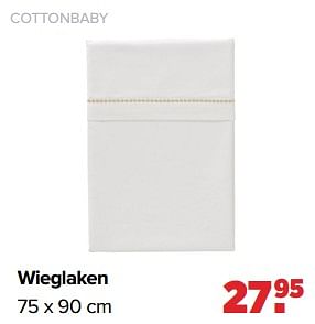 Aanbiedingen Cottonbaby wieglaken - Cottonbaby  - Geldig van 26/09/2022 tot 22/10/2022 bij Baby-Dump