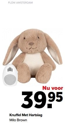 Aanbiedingen Flow amsterdam knuffel met hartslag milo brown - Flow Amsterdam - Geldig van 26/09/2022 tot 22/10/2022 bij Baby-Dump