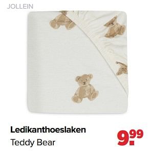 Aanbiedingen Jollein ledikanthoeslaken teddy bear - Jollein - Geldig van 26/09/2022 tot 22/10/2022 bij Baby-Dump