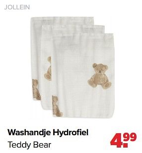 Aanbiedingen Jollein washandje hydrofiel teddy bear - Jollein - Geldig van 26/09/2022 tot 22/10/2022 bij Baby-Dump