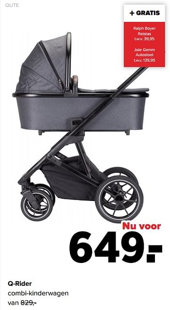 Aanbiedingen Qute q-rider combi-kinderwagen - Qute  - Geldig van 26/09/2022 tot 22/10/2022 bij Baby-Dump