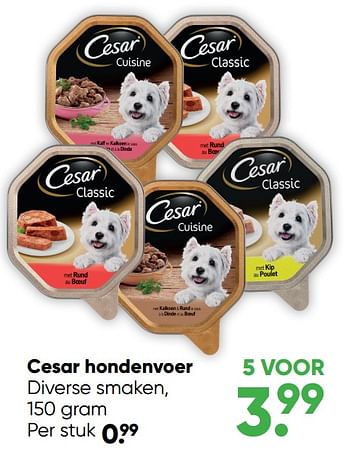 Aanbiedingen Cesar hondenvoer - Cesar - Geldig van 26/09/2022 tot 09/10/2022 bij Big Bazar