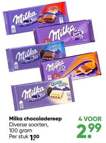 Aanbiedingen Milka chocoladereep - Milka - Geldig van 26/09/2022 tot 09/10/2022 bij Big Bazar