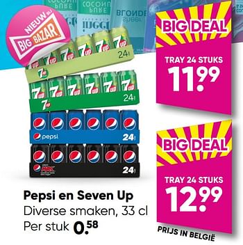 Aanbiedingen Pepsi en seven up - Huismerk - Big Bazar - Geldig van 26/09/2022 tot 09/10/2022 bij Big Bazar