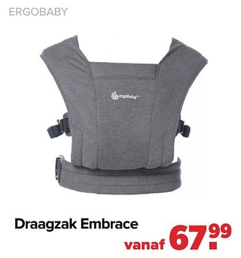 Aanbiedingen Ergobaby draagzak embrace - ERGObaby - Geldig van 26/09/2022 tot 22/10/2022 bij Baby-Dump