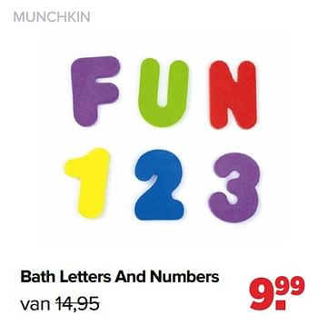 Aanbiedingen Munchkin bath letters and numbers - Munchkin - Geldig van 26/09/2022 tot 22/10/2022 bij Baby-Dump