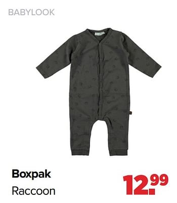 Aanbiedingen Boxpak raccoon - Baby look - Geldig van 26/09/2022 tot 22/10/2022 bij Baby-Dump