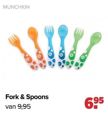 Aanbiedingen Fork + spoons - Munchkin - Geldig van 26/09/2022 tot 22/10/2022 bij Baby-Dump