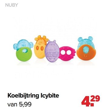 Aanbiedingen Koelbijtring icybite - Nuby - Geldig van 26/09/2022 tot 22/10/2022 bij Baby-Dump