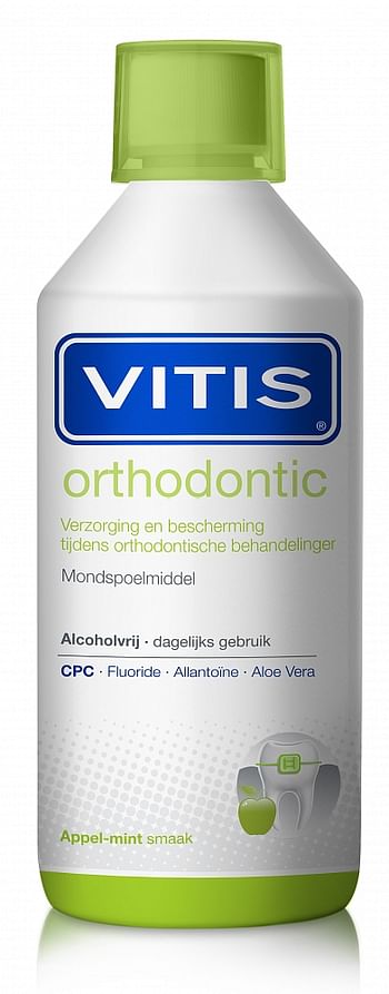 Aanbiedingen Vitis Mondspoeling Orthodontic 500ml - Geldig van 12/01/2022 tot 21/01/2022 bij Drogisterij.net