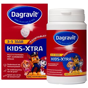 Aanbiedingen Dagravit Kids-Xtra 3-5 Jaar Kauwtabletten - Geldig van 22/01/2022 tot 24/02/2022 bij Drogisterij.net