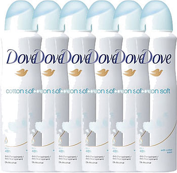 Aanbiedingen Dove Deodorant Deospray Cotton Soft Voordeelverpakking 6x150ml - Geldig van 22/01/2022 tot 24/02/2022 bij Drogisterij.net