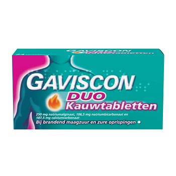 Aanbiedingen Gaviscon Duo Kauwtabletten - Geldig van 22/01/2022 tot 24/02/2022 bij Drogisterij.net