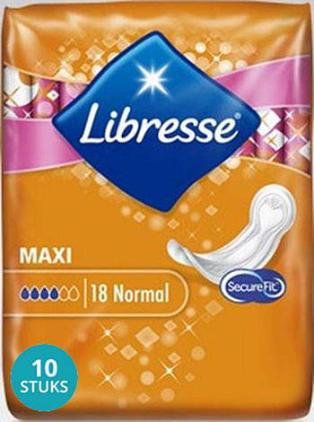 Aanbiedingen Libresse Maxi Normal Voordeelverpakking 10x18stu - Geldig van 22/01/2022 tot 29/01/2022 bij Drogisterij.net