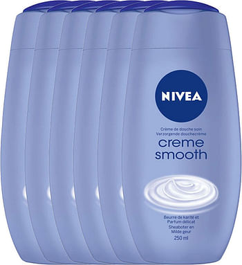 Aanbiedingen Nivea Showercreme Creme Smooth Voordeelverpakking 6x250ml - Geldig van 22/01/2022 tot 24/02/2022 bij Drogisterij.net