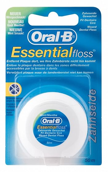 Aanbiedingen Oral B Flosdraad Essential Floss Mint 50mtr - Geldig van 22/01/2022 tot 24/02/2022 bij Drogisterij.net