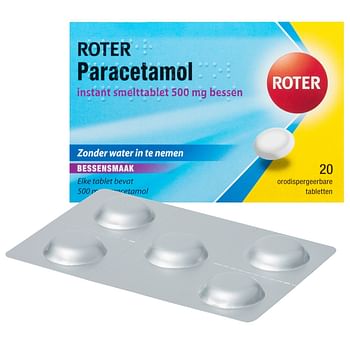Aanbiedingen Roter paracetamol instant smelttablet 500 mg bessen - Geldig van 22/01/2022 tot 24/01/2022 bij Drogisterij.net